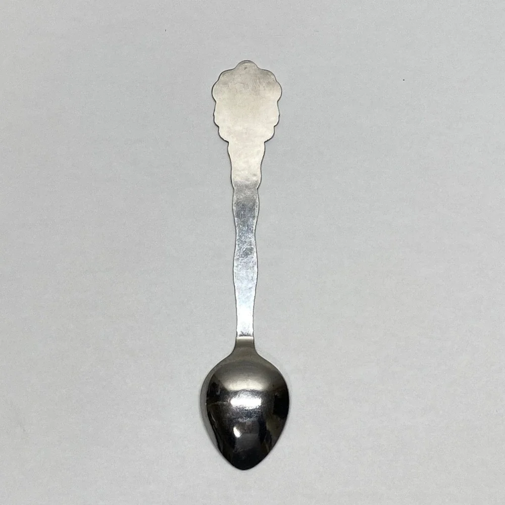 Vintage Madrid Spain Travel Souvenir Enamel Silvertone Spoon EUC‎